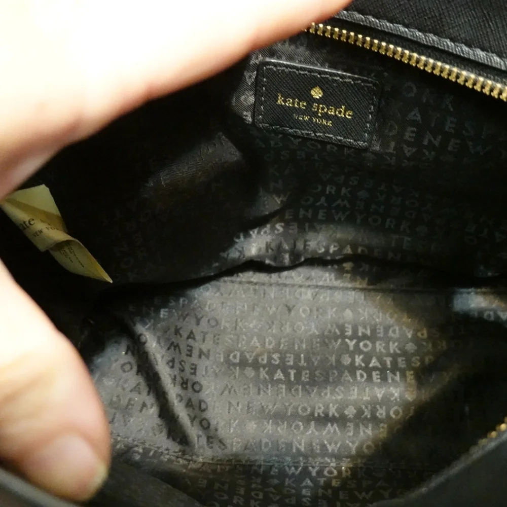 KATE SPADE Laurel Way Black Leather Satchel with Diamond Studded Bow Detail - Picture 7 of 13
